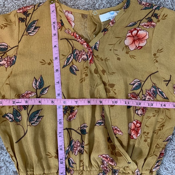 Peyton Bre Brown floral Romper with long train in back size 14 - Picture 13 of 16